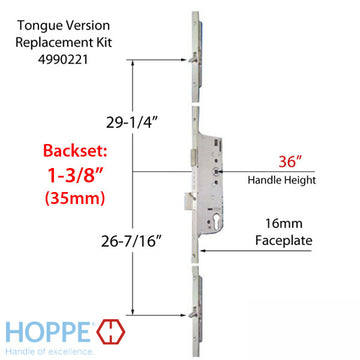 Replacement Kit for 71 - 85-5/8 inch OLD STYLE Tongue Version, 35mm backset